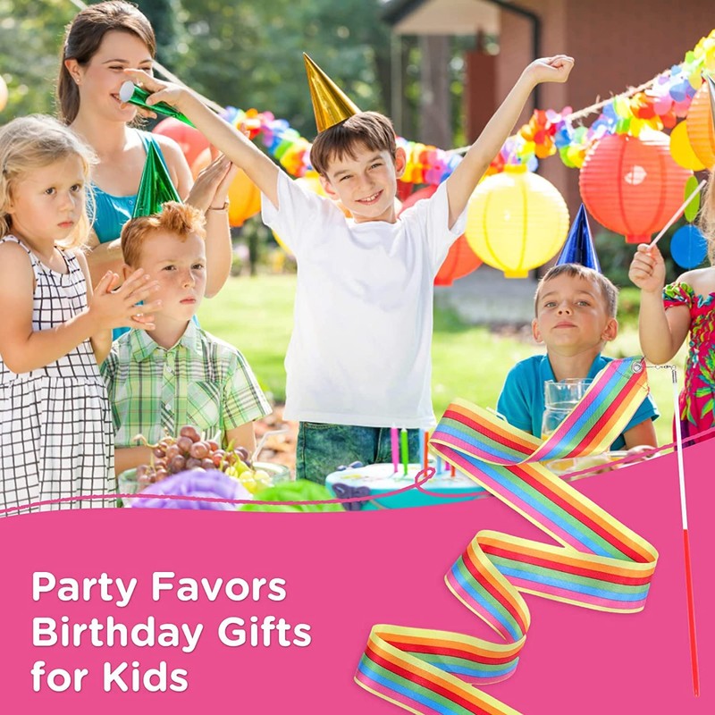 HiUnicorn 50PCS Rainbow Dance Ribbons Party Favors for Kids Circus