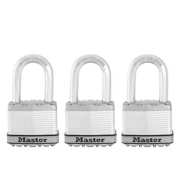 Master Lock M5XTRILF Magnum Heavy Duty Outdoor Padlock with Key, 3 Pack Keyed-Alike Silver