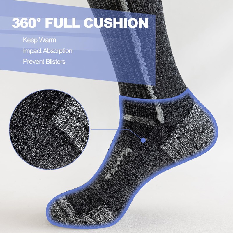 Niorasen Men's Cotton Crew Work Socks, 5 Pairs Cushioned Boot