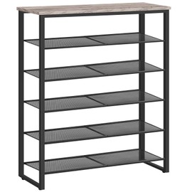 HOOBRO Shoe Rack, 6-Tier Shoe Organizer, for 18-24 Pairs of Shoes, Large Capacity Shoe Storage Shelf, for Entryway, Closet, Hallway, Dorm Room, Industrial, Greige and Black BG67XJ01G1