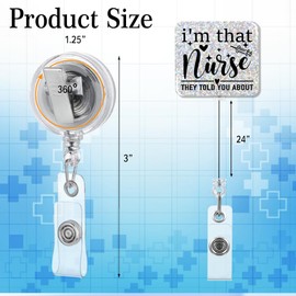 PUVOXHO I'm That Nurse They Told You About Funny Glitter Badge Reel, Retractable Badge Holder with Alligator Clip for Doctor Nurse Nursing Student ICU ER, Dark Humor Gifts for Medical Worker