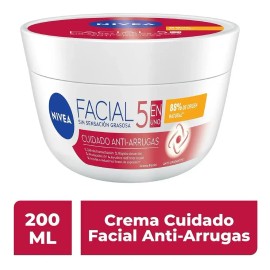 Nivea 5 en 1 crema facial antiarrugas día 200 ml | suaviza líneas en piel mixta