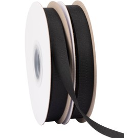 Ribbonitlux 5/8 Inch Tape Twill Ribbon - 25 Yard Soft Black Herringbone Bias Tape for DIY Craft, Sewing, Gift Wrapping, and Home Decor