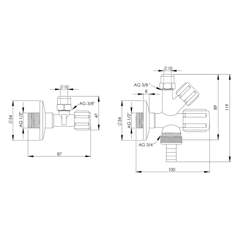 VARIOSAN Valve Connection Set 12685, 1/2 Inch, Combination Angle Valve