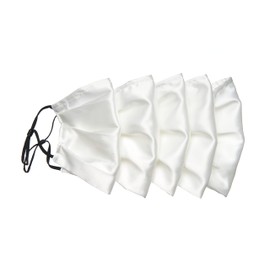 Habac Studio Pack of 5 Satin Silk Face Masks, Face Masks Washable UK, Reusable Face Mask, Mens Face Mask, Silk Mask, Masks for Women, Silk Face Covering, Nose Wire, Adjustable, UK Seller (White)