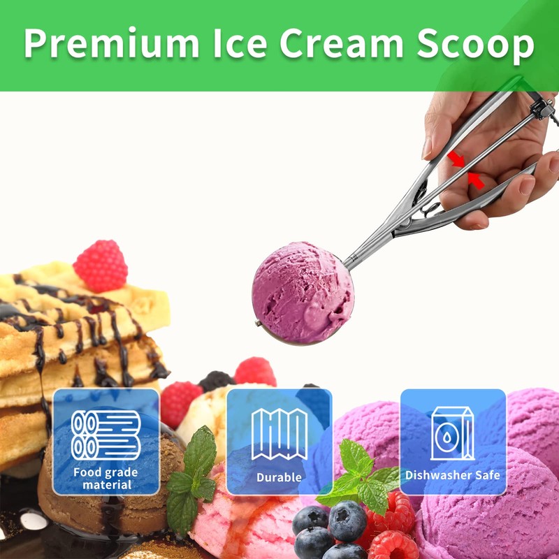 3PCS Ice Cream Scoop,Premium cookie scoop set,Small/Medium/Large stainless steel Scoops,Professional