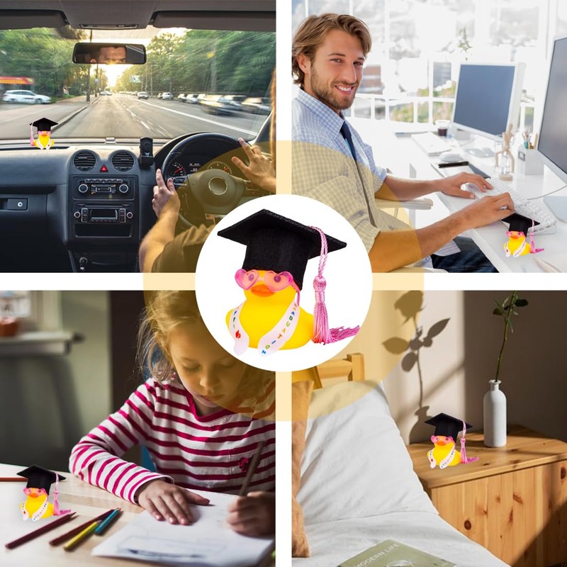 NHQZ Funny Academic Rubber Duck with Diploma, Mini Graduation Duck