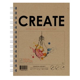 Create Book. Wire Bound Journal Style Sketchbook for Pencil, Ink, Marker, Charcoal and Watercolor Paints. (8.5" x 11") (1)