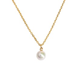 LuckyLy Collar de Mujer con Perla, Cadena de Acero Inoxidable con Baño de Oro 18k y Dije para Mujer – Accesorios para Mujer Ideales como Regalos para Mujer y Regalos para Mamá, Modelo Adele