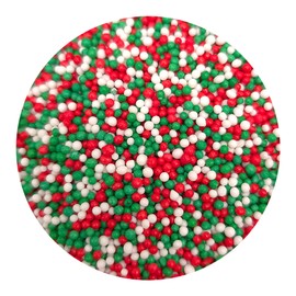 NCS Christmas Red, Green and White Edible Non Pareils Sprinkles, 8 ounces - Great for Cupcakes, Cookies, Cakes, Cakes Pops
