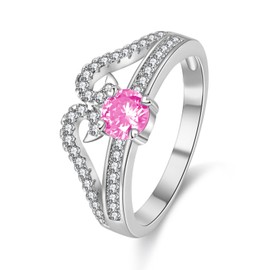 Uloveido Lab Pink Diamond Princess Crown Promise Ring for Teen Girls with CZ Stones Size S Y2867