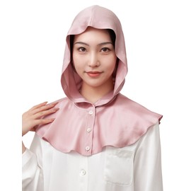 LilySilk Womens Pure Silk Balaclava Style Nightcaps with Button Closure and Pleated Hem Soft Hair Wrap Bonnet for Good Sleeping and Better Skin and Hair,Pink