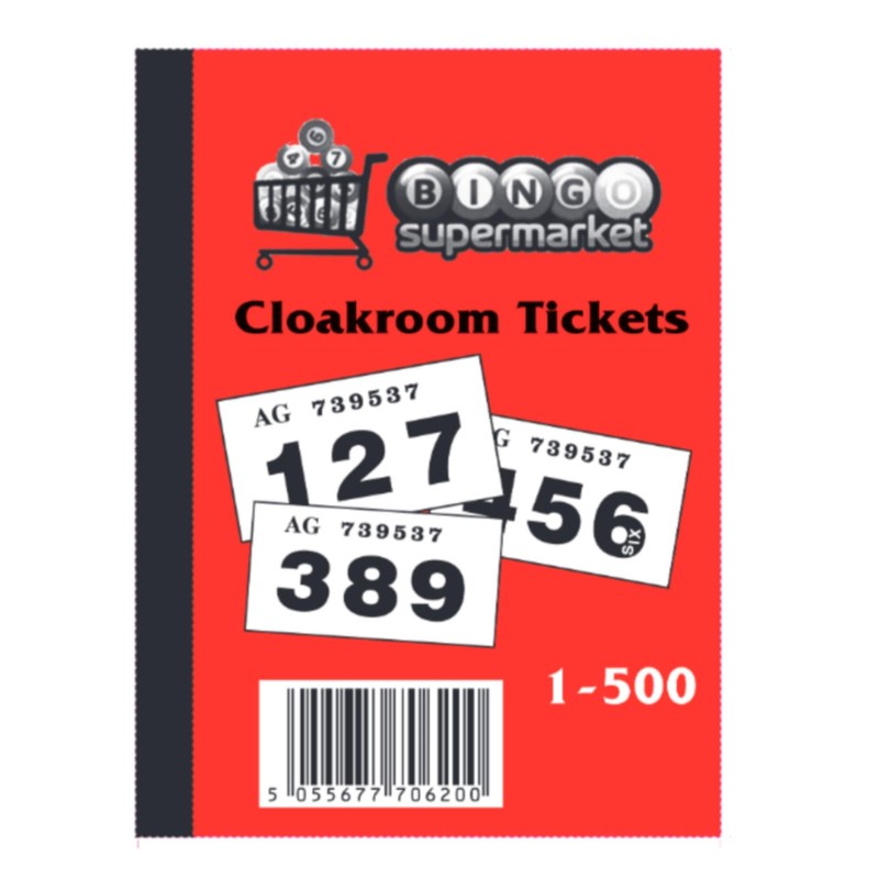 Bingosupermarket Raffle Tickets 1-500 Cloakroom - Assorted Colours bordered (Green)