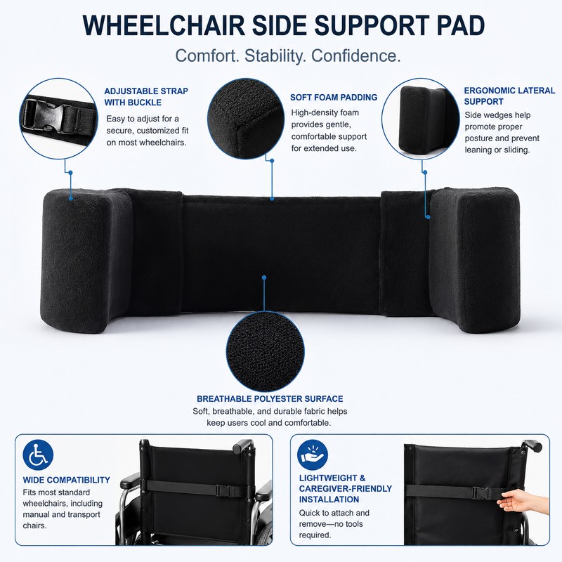 Wheelchair Side Support Pad with Adjustable Side Plate – Lateral