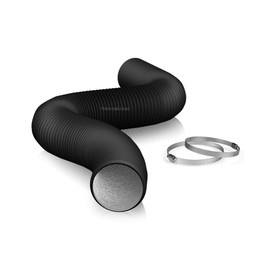 TerraBloom Flexible 6 Inch Ducting - Black 8 Feet Durable Aluminum Duct with 2 Clamps – 4 Layer HVAC Ventilation Air Hose - Great For Grow Tents, Dryer Rooms, House Vent Register Lines