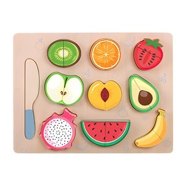 Wooden Fruit Cutting Puzzles for Kids Ages 3 Up Play Food Toy Food Set Pretend Play Kitchen Accessory for Toddlers 4 5 6 Years Old