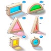 JOLKID Wooden Building Blocks with Rainbow Acrylic Windows - 24pc