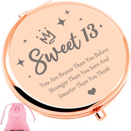 Aievlinkr Sweet 13th Birthday Gifts for Girls，Rose Gold Compact Mirror for 13th Birthday Girls, 13th Birthday Gift Ideas,Inspirational Gifts for 13 Years Old Girl for Graduation Christmas Unique Gifts