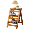 Latifolia Foldable 3 Step Ladder, Wooden Step Stool with Floor
