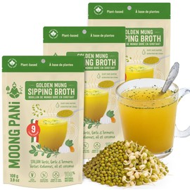 Moong Pani Golden Mung Sipping Broth Powder 3-Pack | Italian Herbs, Garlic & Turmeric | Bouillon Style Vegan Bone Broth Alternative | Nutrient-Dense, Gluten-Free, No Preservatives, Non-GMO - 27 Servings