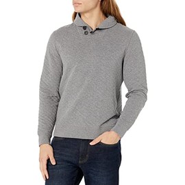 Billy Reid mens Diamond Quilted Shawl Pullover With Suede Elbow Patches Sweatshirt, Medium Grey, Small US