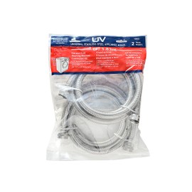 UV Hot and Cold Washing Machine Connector Kit (2 Pack). Braided Stainless Steel-3/4-Inch Hose Fitting X 3/4-Inch Hose Fitting, 6-Feet (72-Inch) Length