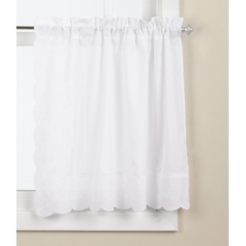 Lorraine Home Fashions Candlewick Tier Curtain Pair, 60 by 24-Inch, White