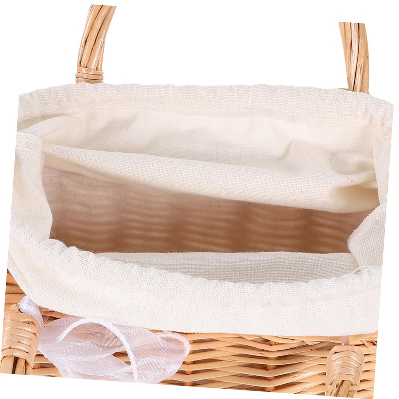 WHAMVOX Boho Style Woven Rattan Basket Purse Drawstring Closure for