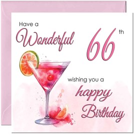 66th Birthday Card for Women - Ladies Elegant Birthday Cards for 66 year old woman Sixty Six, Sixty Sixth Mum Sister Grandma Aunt Niece Nanny for her Mother Wife Girlfriend