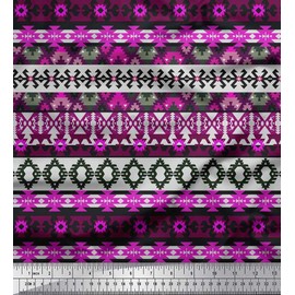 Soimoi Cotton Poplin Fabric Aztec Southwestern Print Sewing Fabric metre 42 Inch Wide