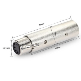 MEIRIYFA XLR 3 Pin Male to XLR 5 Pin Female Adapter Connector Gender Changer，Anodized Aluminum Adapter with Lock Release Button（Sliver-1PCS
