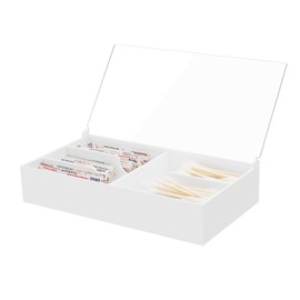 Beautyflier Organizer Case for Band-Aid Flexible Fabric Bandages, Acrylic Holder for First Aid Bandage, Storage Box for Cotton Swab, Pills, Paper Clips, Flip Cover - Anti-Dust, Case Only (Red)