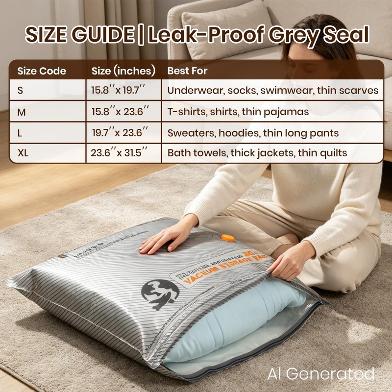 Travel Vacuum Bags with Cordless Pump, Reusable 11-Pack 4 Sizes