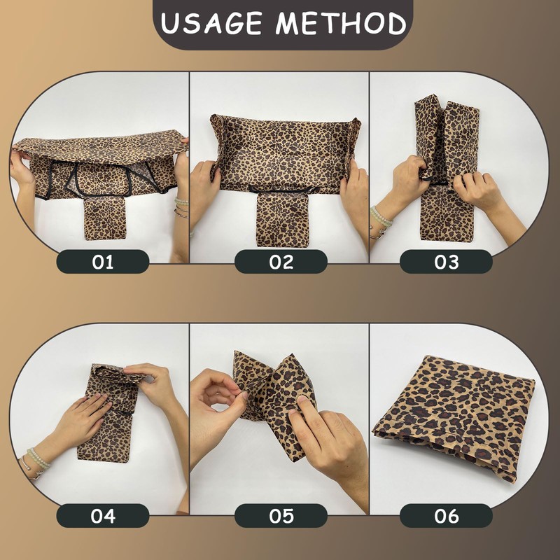 UILYNIU 3 Pack Large Lightweight Foldable Reusable Shopping Bag (Brown)