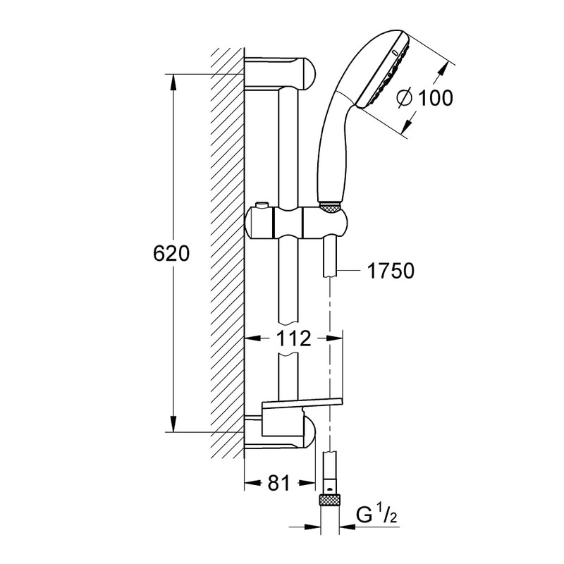 Grohe 28436002 Tempesta Classic 2.5 GPM 24" 4-Spray Shower Rail