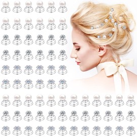 72 Pieces Pearl Rhinestone Crystal Twisters Spiral Set Silver Coil Hair Pins Flower Swirl Hair Clips Faux Pearl Twist Bobby Pins Spiral Hair Accessories for Wedding Bridal Prom Party, 3 Styles