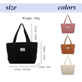 oukesin Women's Shoulder Bag Cord Simple Large Tote Bag 4 Colours, black