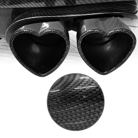 OtpOutopa Dual Exhaust Tip 2.5 inch Inlet, Universal Car Exhaust Pipe Modification Tail Throat Tail Pipe Stainless Steel Muffler Tip, Adjustable Heart Shaped Car Decoration (Curved,Carbon Fiber)