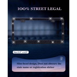 XCLPF Bling License Plate Frame for Women, 2PCS Rhinestone License Plate Frames| Over 1200 pcs14 Facets Bedazzled Clear Glass Diamond Sparkly Crystals w/Free Glitter Diamond Box (Black)