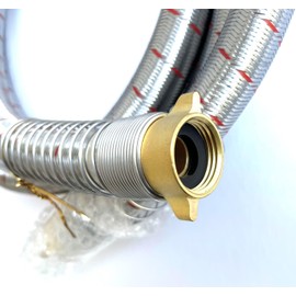 2-Pack Industrial Grade Premium Washer Hoses 1/2" fitting ID - No-Lead Burst Proof Red and Blue Lined Water Inlet Supply Lines - Universal Connection - 10 Year Warranty (8FT)