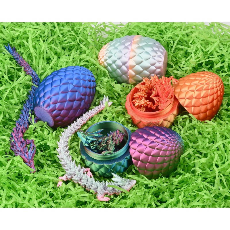 4PCS 3D Printed Dragon with Egg Easter Basket Stuffers 3D