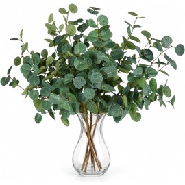 5 Tallos de Eucalipto Artificial,Decoración de Casa,Artificial para Florero,Adecuadas para Bodas,Hogar, Oficina, Flores, Ramos,Decoraciones Interiores y Exteriores(Verde)