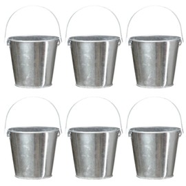 TAKMA Galvanized Tin Metal Buckets with Handle - 6 Pack 4.3 Inch Iron Pail, Easter Bucket,Pencil Holder and Flower Pots,Craft Supply Holders for Events,School Storage and Party. (Silver, 4.3" Top)