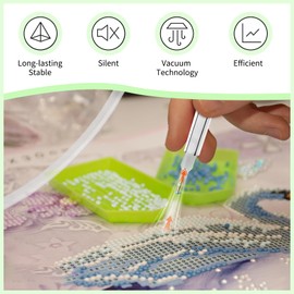 Vacuum Diamond Art Painting Pen Kits, Electric Diamond Painting Pen, Vacuum Technology, Long-Lasting and Stable, Comfortable to Hold, Used for Inlaying Various Gemstones, No Waxing Required (Black)