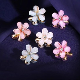 6 pcs Double Side Crystal Flower for Girls Sweet Summer Side Clip Hair Styling Accessories