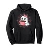 Cute Ghost with Pumpkin, Bow and Coffee Spider Web Pullover