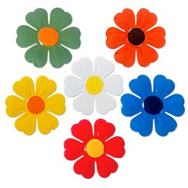 Tsilin 6 Pcs Multicolored Metal Flowers Wall Decor,Heart-Shaped Leaves Iron Sunflower Wall Art Hanging Ornament for Home Garden Indoor Outdoor,Rustproof Sturdy Art Decorations