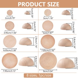 BENECREAT 8Pcs 8 Sizes Half Round Pottery Tools Set, Wooden Ceramic Top Tool Clay Tools Pottery Plate Press Tool for Making Pottery Bowls and Plates