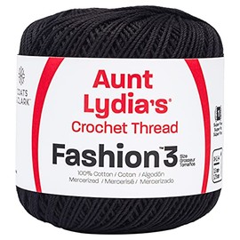 Coats Crochet Hilo de ganchillo de moda, 3, negro