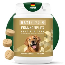 NATIVIVO Dog Grooming - Itching Dog Grooming - Fur Complex Biotin & Zinc - Supports Itching - Biotin for Dogs Shiny Coat - 100 Tablets Dietary Supplement for Dogs